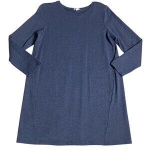 J.Jill PureJill Long Sleeve Knit Dress Petite M Pima Cotton Modal Blue Tunic